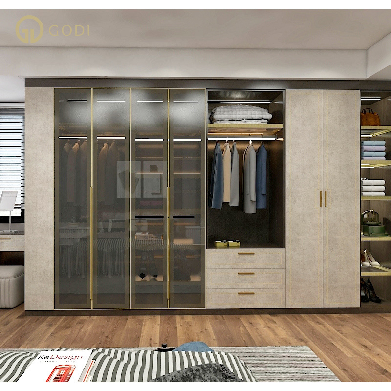 GODI custom made modern bedroom glass wardrobe design cupboards for bedroom wardrobe