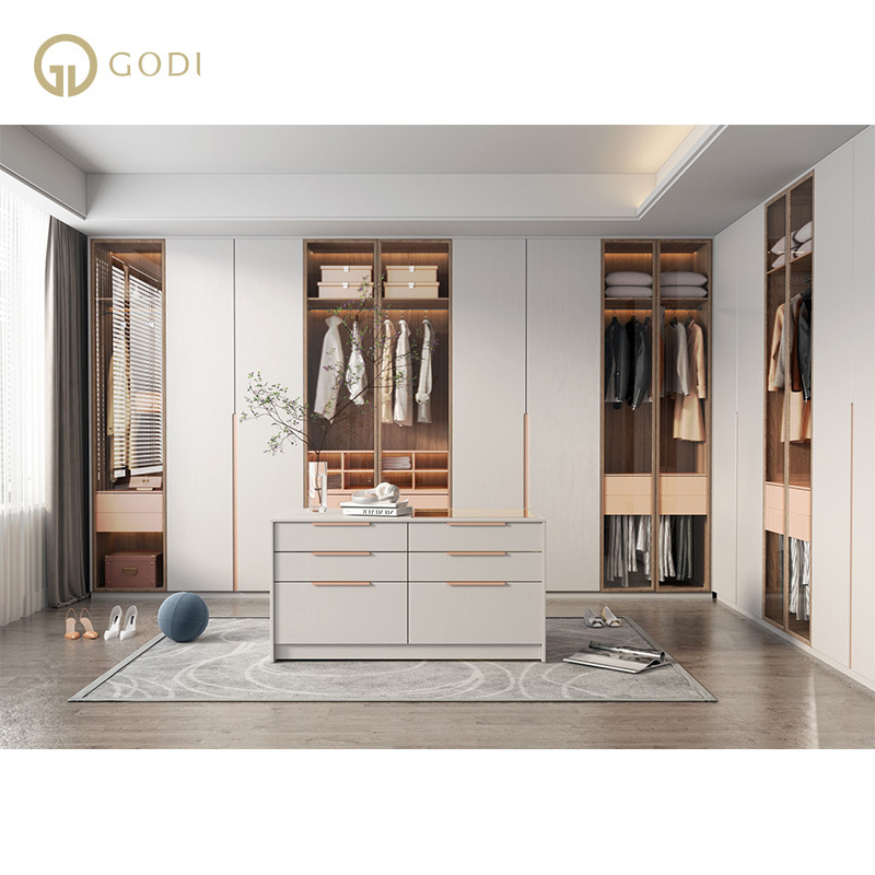 GODI wardrobe closet MDF Plywood Clothes Drawer Organizer Wardrobe Closet For Bedroom Cabinet white modern design wardrobe