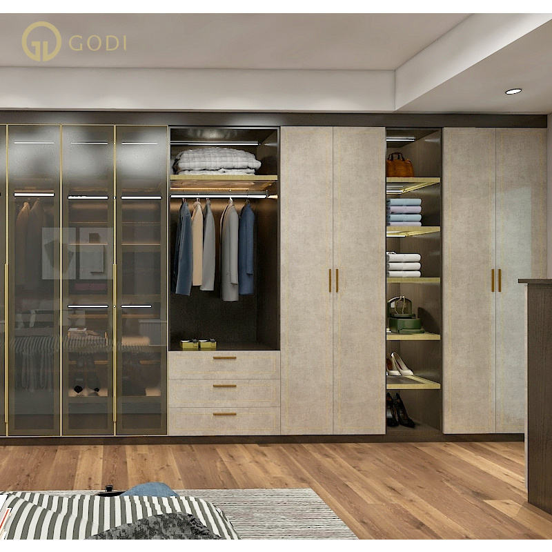 GODI custom made modern bedroom glass wardrobe design cupboards for bedroom wardrobe