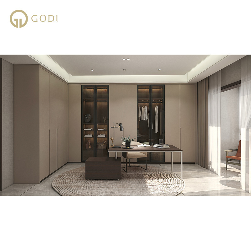 GODI wholesale custom l shaped modern wooden wall bedroom furniture design wardrobes cabinet