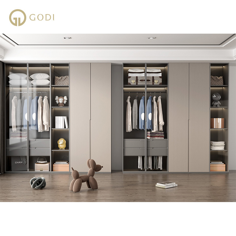 GODI wardrobe closet MDF Plywood Clothes Drawer Organizer Wardrobe Closet For Bedroom Cabinet white modern design wardrobe