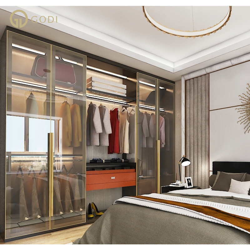 GODI custom made modern bedroom glass wardrobe design cupboards for bedroom wardrobe