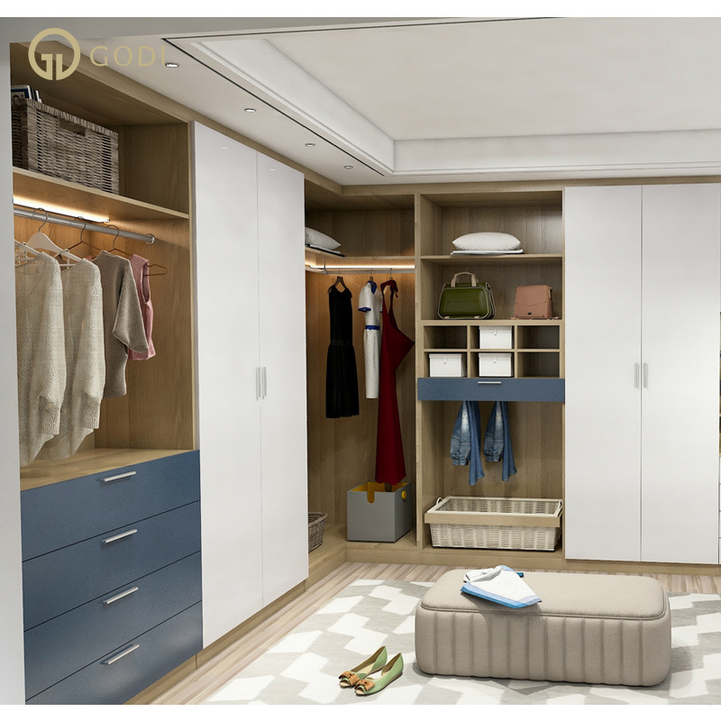 GODI Wholesale Price Modular Modern Designs Wooden Bedroom Custom Clothes Wardrobe Closet Cabinets with Drawers