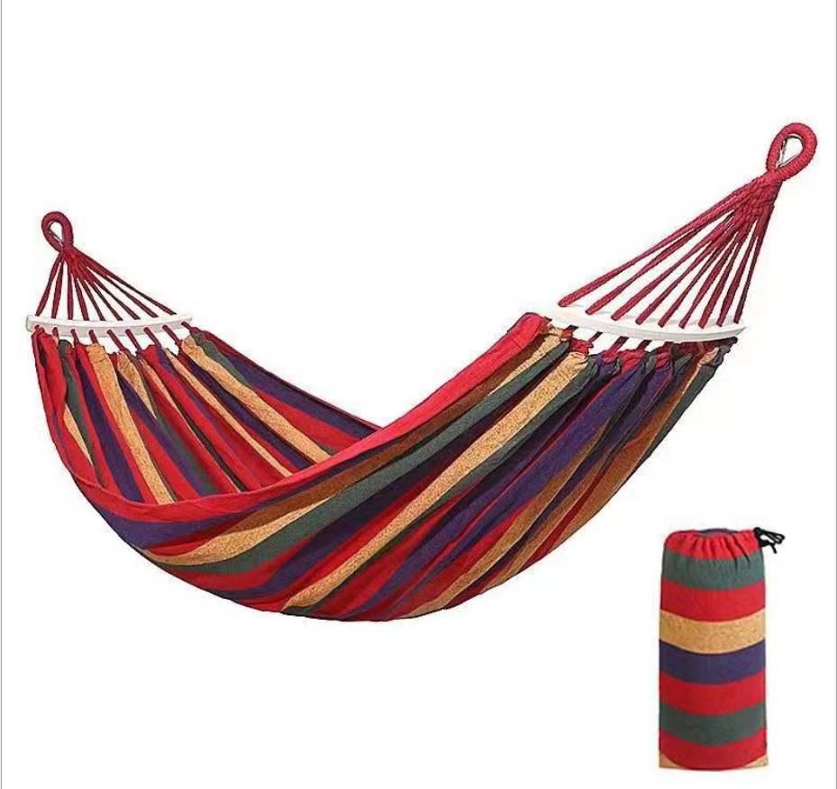 Double Person Cotton Fabric Canvas Travel Hammock Bed Outdoor Ultralight Camping Hammock Portable Beach Swing Bed