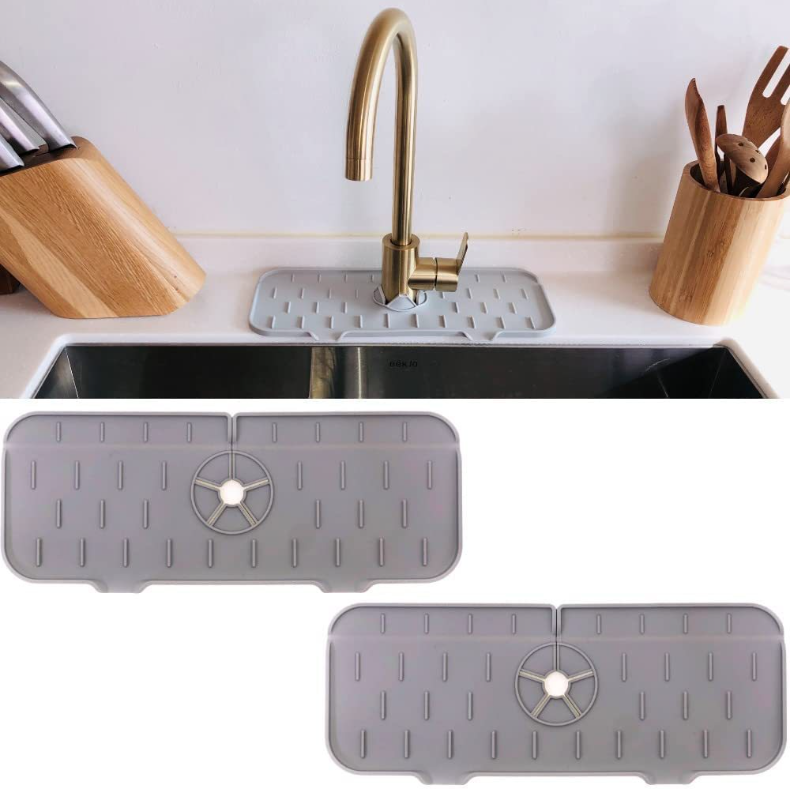 custom Upgrade Silicone Faucet Sink Mat Splash Guard Catcher Faucet Absorbent Mat Catching Splash Drying Mat for Kitchen Counter