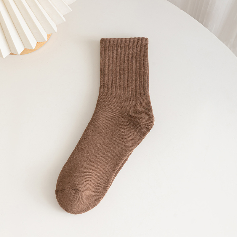 High Quality Warm Winter Customized Thermal Solid Color Thick Knitted Crew Fuzzy Custom Men Wool Socks