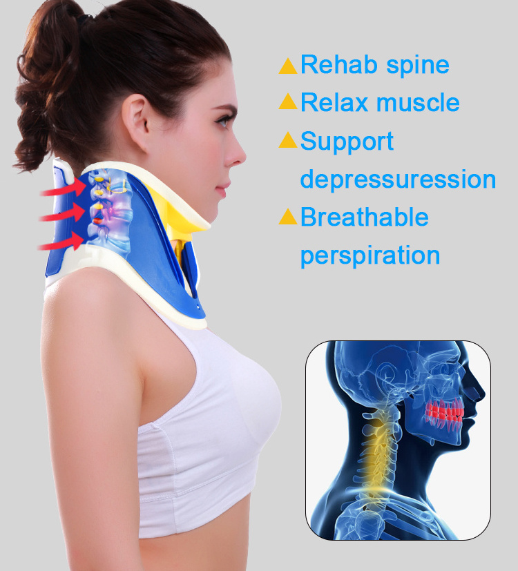 CE custom logo Waterproof 4 Gears adjustable pain relief neck traction device Support brace stretcher Medical cervical collar