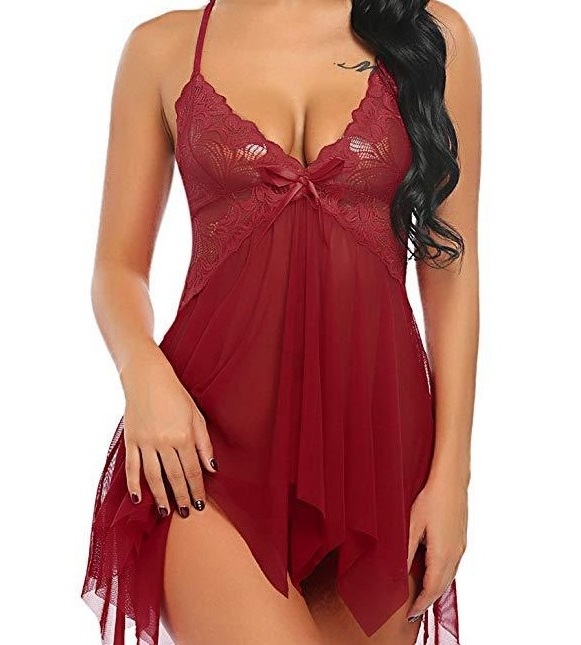 Lingerie for Women Lace Babydoll Sleepwear Women's sexy nightgown Size S-2XL