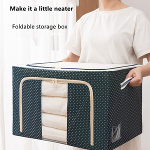 Collapsible Storage Organizing Clothes Basket Cotton Linen Fabric Storage Bin