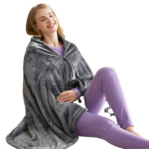 Flannel Smart soft comfortable warm Portable Battery Rechargeable Usb power Wearable Heated Shawl Blanket