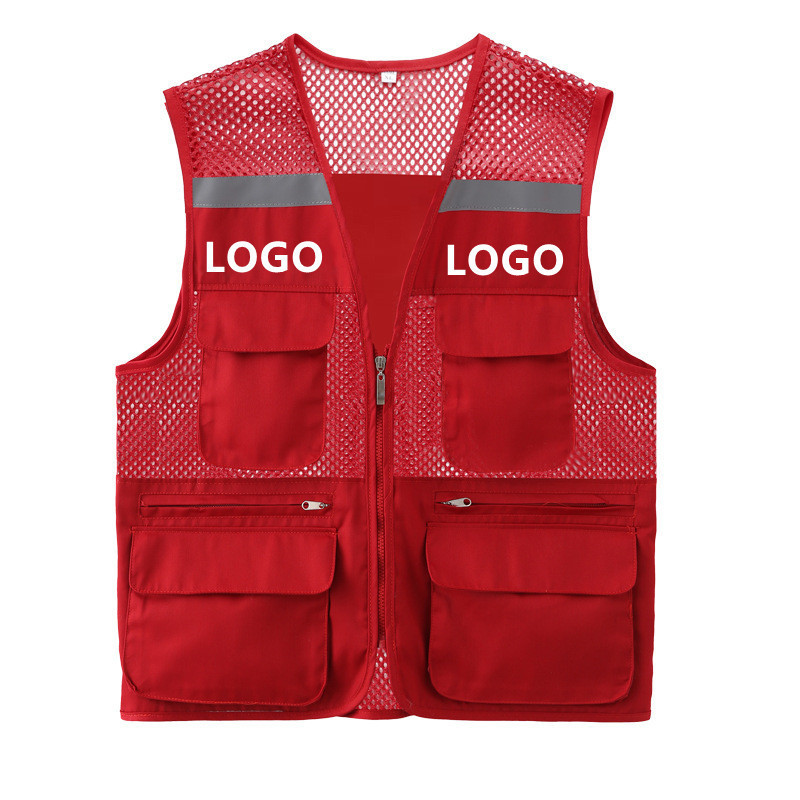 High quality inventory multi-pocket fisherman vest customized fishing hiking reporter photography camping hunting men's vest