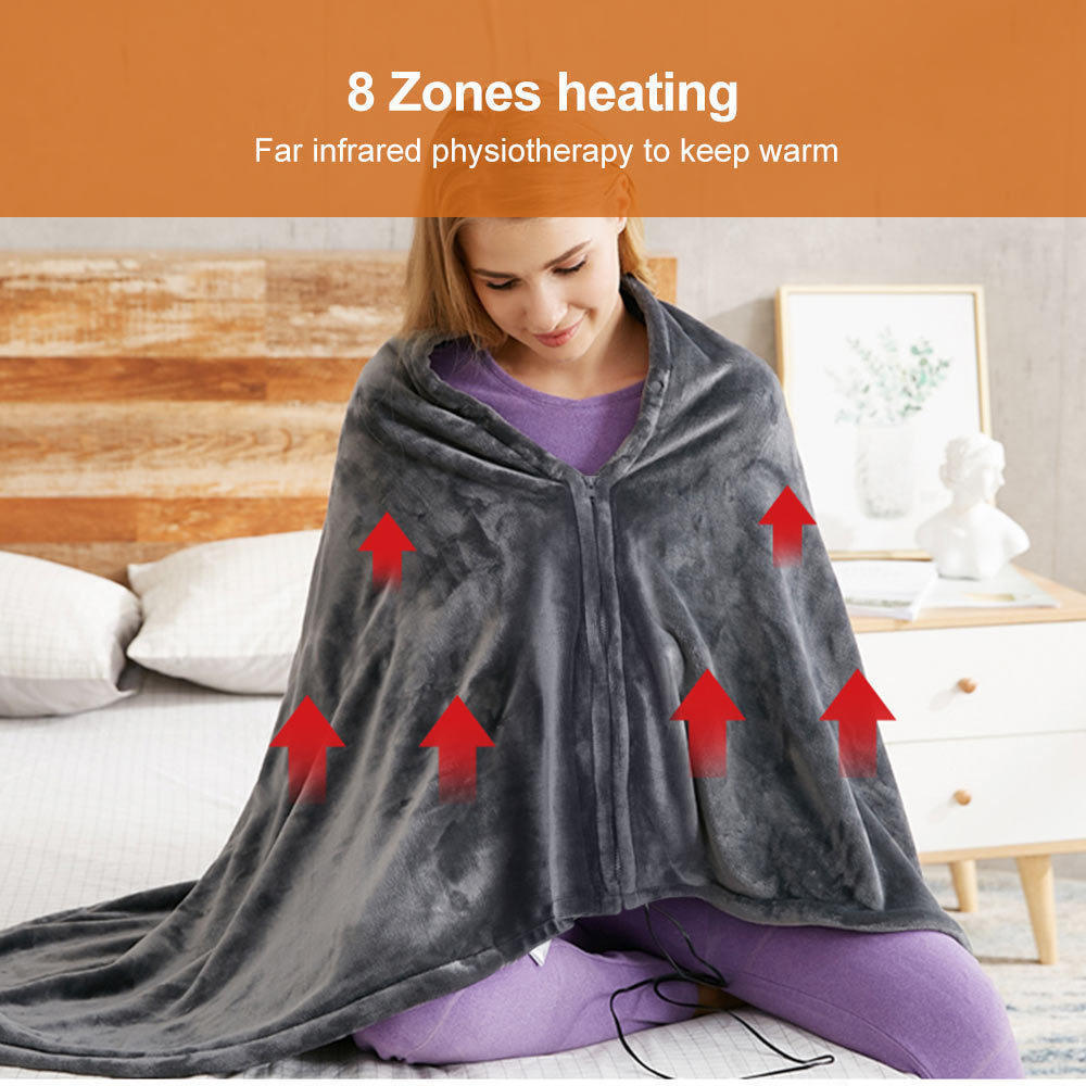 Flannel Smart soft comfortable warm Portable Battery Rechargeable Usb power Wearable Heated Shawl Blanket