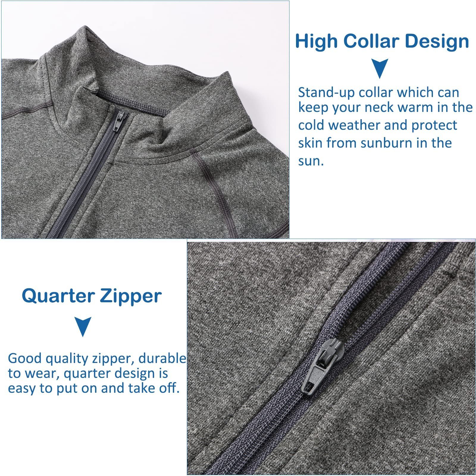 Thermal Underwear Workout Top Fleece Lined Long Sleeve Quarter Zip Pullover Stand Collar Active Golf Polo Compression Shirt for