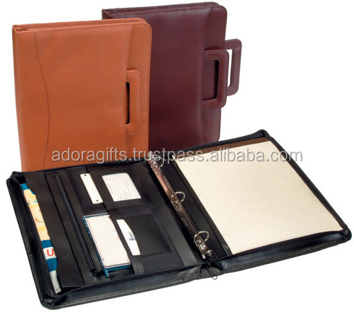 Leather ring binder folder / ring binder folders and organizers / office supplies ring binder for corporate meeting