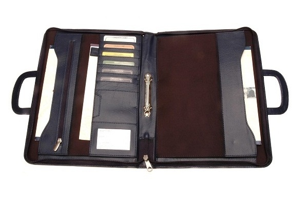 Ring Binder File Folder A4 Size / Professional Factory Produce Leather File Folder Bag / PU Leather File Folder Zip Around