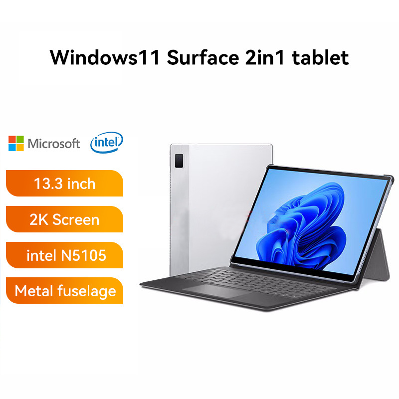 OEM 2 in 1 Tablets Touchscreen Surface Intel 13.3 inch Magnetic PogoPin Keyboard Ultra Slim Design New Laptop