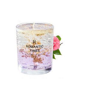 Best Selling 5.5*5.5cm Transparent Glass Jar Round Jelly Wax Jasmine Customised Gift Box Aroma Scented Candles