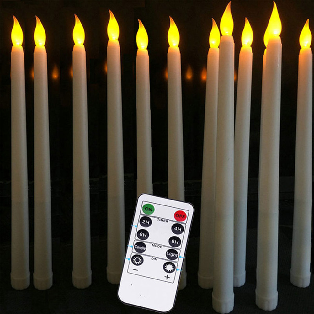 Battery Operated 3d Flameless Led Candles Plastic Taper Flickering Candles With Remote Control And Timer