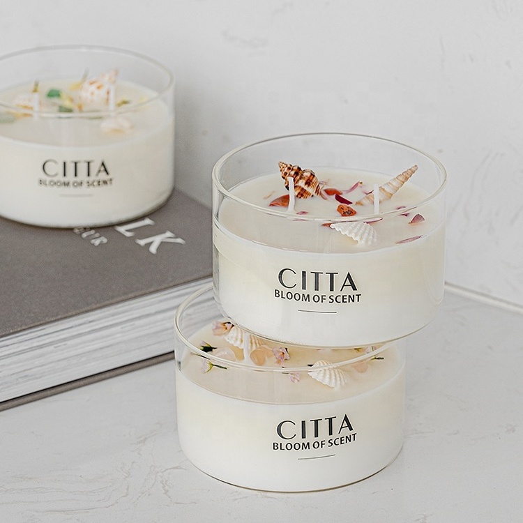 Custom White Glass Jar High Multi-wick Large Pillar 3 Wick Coconut Scented Candle with box