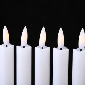 Battery Operated 3d Flameless Led Candles Plastic Taper Flickering Candles With Remote Control And Timer