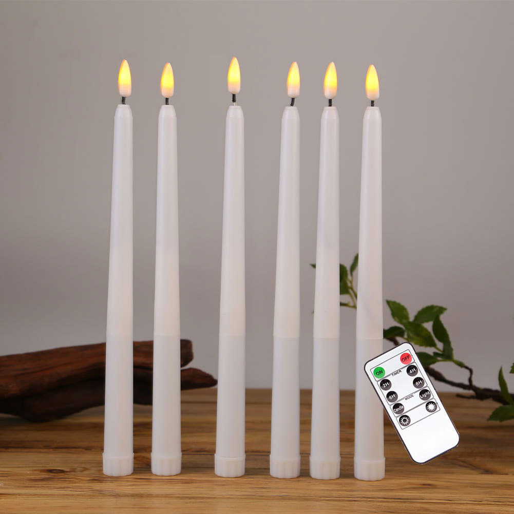 21cm Led wax candle light 3D wick led flameless soy wax shape  candle moving wick led candle taper remote control soy wax