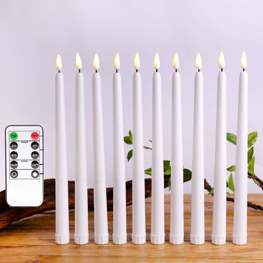 21cm Led wax candle light 3D wick led flameless soy wax shape  candle moving wick led candle taper remote control soy wax