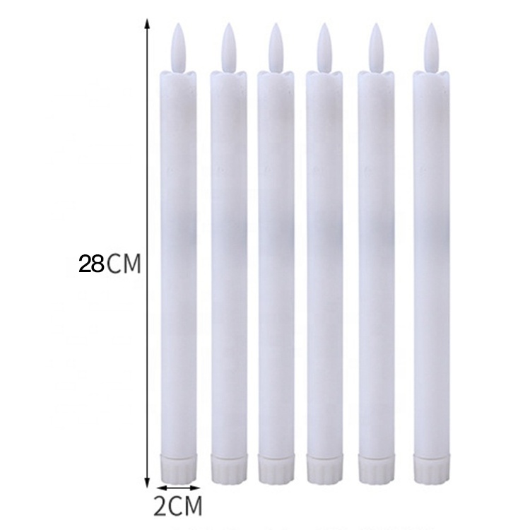 Factory Wholesale Taper Led Light Candles Plastic Long White LED Candle For Holiday Decoration