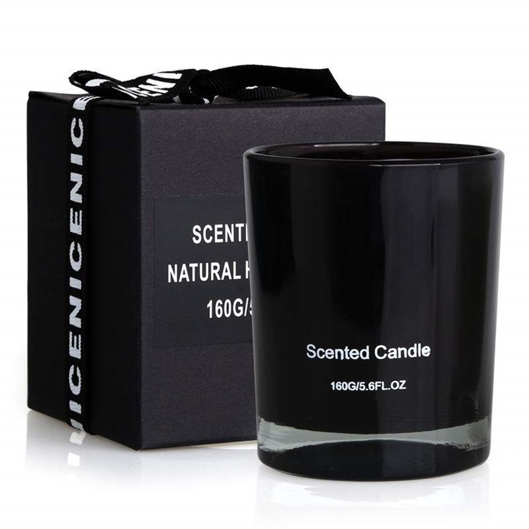 Small and Big size Highly Scented soy wax Candles for Home Aroma Candles  with Black white glass jar and gift box