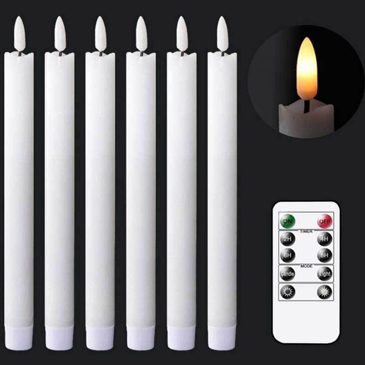 Battery Operated 3d Flameless Led Candles Plastic Taper Flickering Candles With Remote Control And Timer