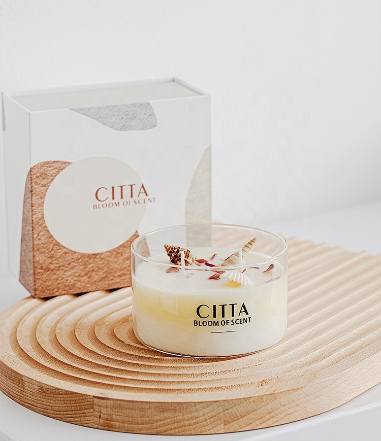 Custom White Glass Jar High Multi-wick Large Pillar 3 Wick Coconut Scented Candle with box