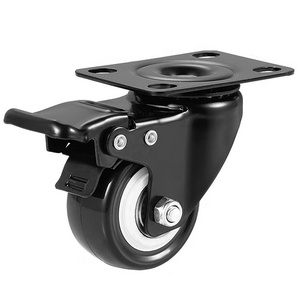 1.5 2 2.5 3 Inch PU/PVC Furniture Castors Threaded Stem Trolley Cart Furniture Swivel Workbench Wheel Office Chair Caster Wheels