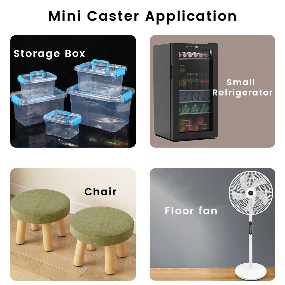 1 Inch Self Adhesive Caster Desktop Furniture Stick On 360 Degrees Roller Ball Paste Castor Concealed 1Inch Mini Casters Wheels