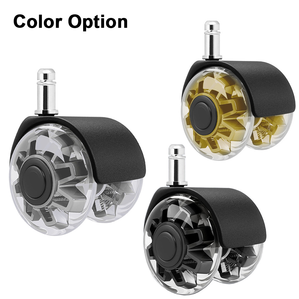 2Inch 3Inch Office Dual Pu Wheel Casters Brake Roller Light Universal Swivel Cart Iron Caster Wheels Silicon Quiet Chair Castor