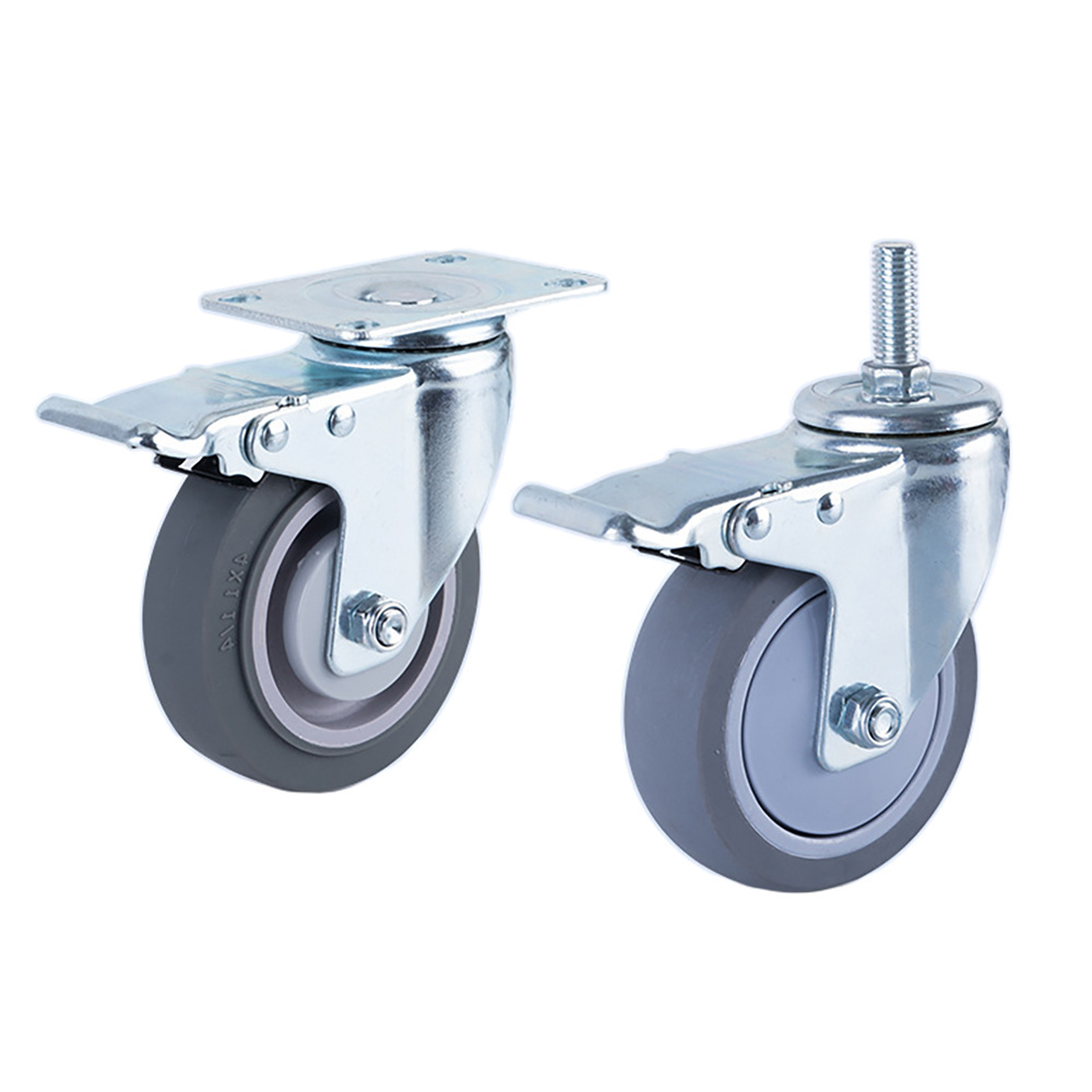 2/3/4/5 Inch Medical Tpr Casters Silent Hospital Furniture Swivel Universal Castors Low Profile Stretcher Cart Caster Wheels