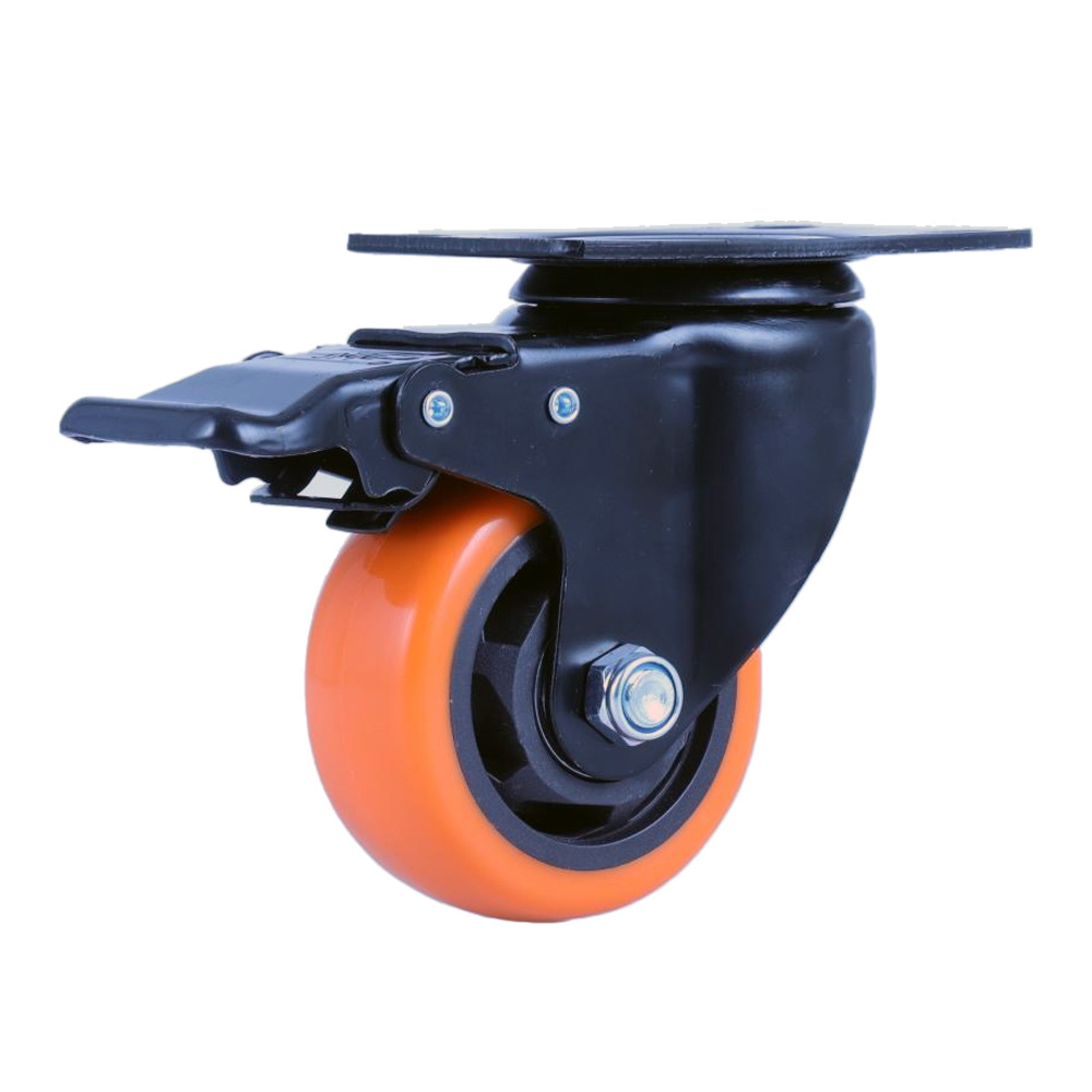 3 Inch Industrial Medium Duty Caster Wheels 75mm Castor Pvc Orange Swivel Heavy Duty Caster Rotating Universal Wheels