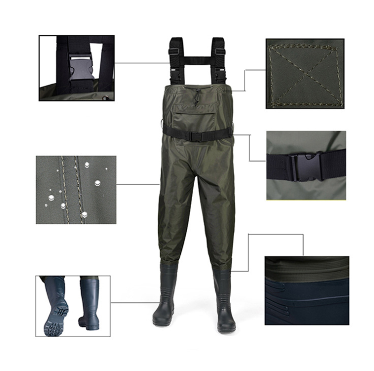 Hot Seller Custom Breathable Nylon PVC Fishing Chest Wader Multi-function Chest Wader Neoprene Waders for Fishing