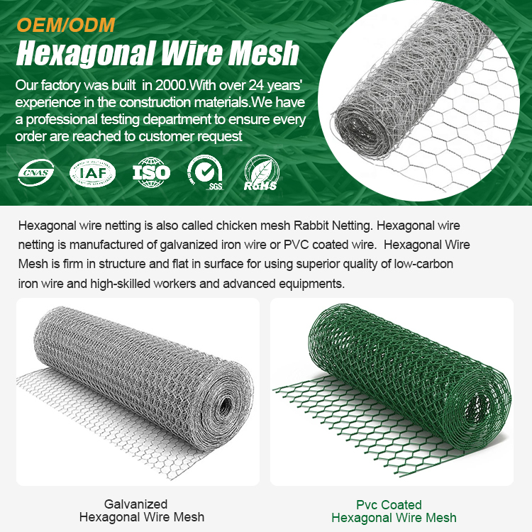 Chicken Hexagonal Wire Mesh Netting Wire Galvanized Hexagonal Fencing Wire to Protect Gardening Plant Vegetable Flower Fruits