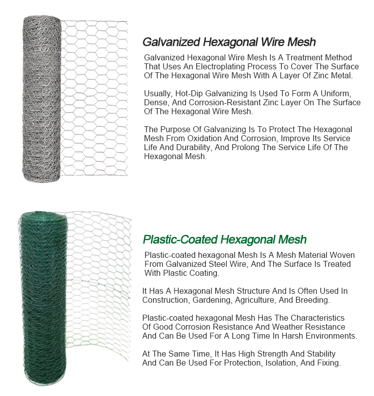 Chicken Wire Mesh Poultry Wire Netting Hexagonal Galvanized Mesh Garden Fence Barrier for Pet Rabbit Chicken Wire Fencing