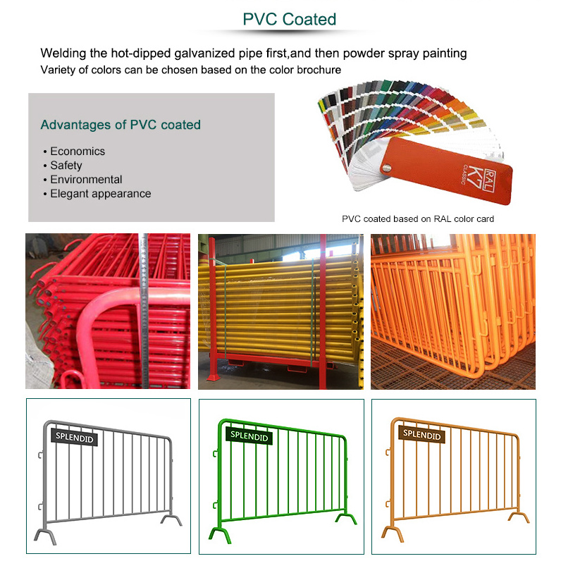 Sustainable Pedestrian Portable Traffic Steel Crowd Control Barrier Fence Waterproof