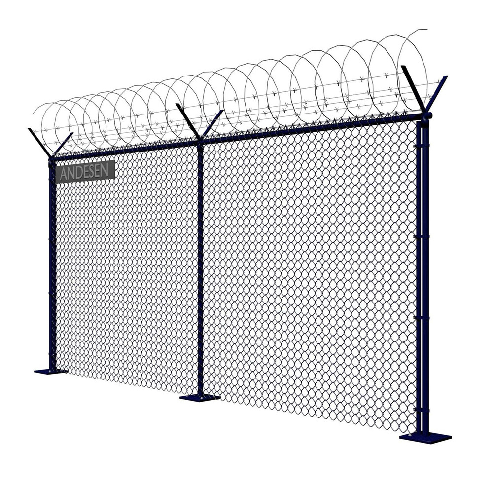 Easily Assembled chain link fence panels for sale cyclone wire mesh 100 ft roll chain link fence barbed wire extension arms