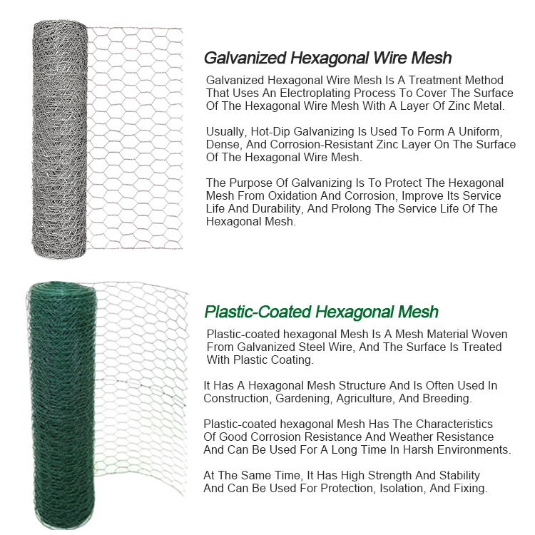 Chicken Wire Mesh Poultry Wire Netting Hexagonal Galvanized Mesh Garden Fence Barrier for Pet Rabbit Chicken Wire Fencing