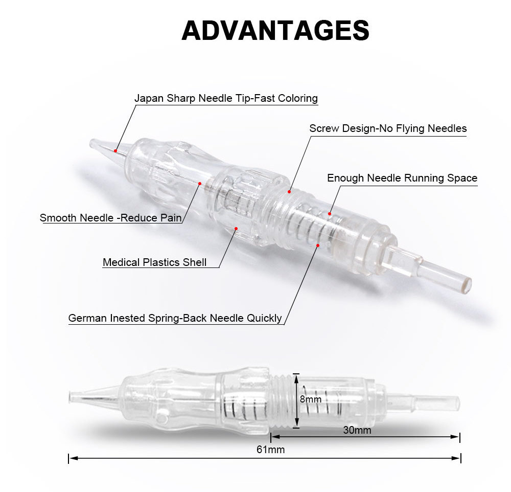 Biomaser BMX Screw Cartridge Needles 3/5/7RL 0.25MM Disposable Eyebrow Tattoo Cartridges Fit Digital Permanent Makeup Machine