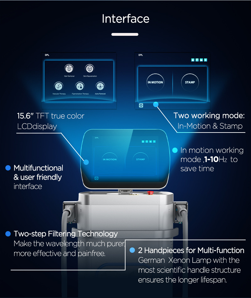 ADSS High End DPL Laser Skin Rejuvenation Acne Pigmentation Treatment IPL Multifunctional Laser Hair Removal Machine