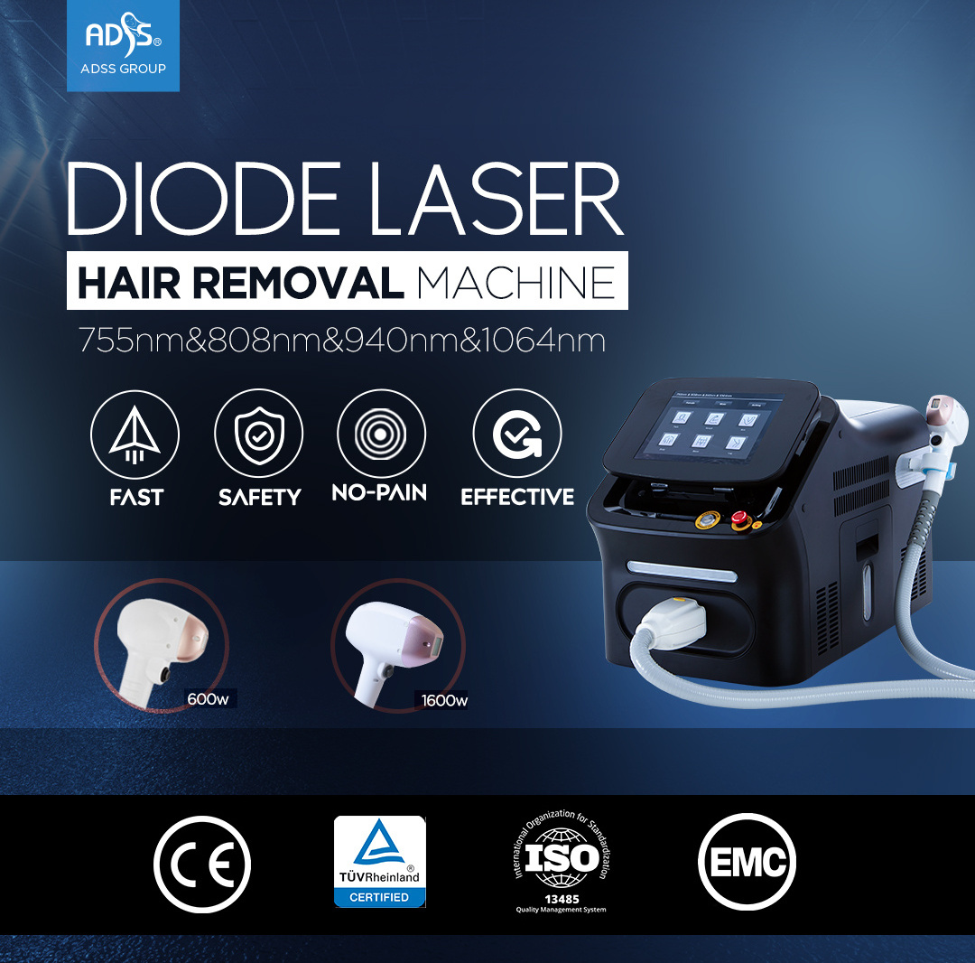 ADSS Hot Selling Ice Alexandrite Laser Professional Diode Laser 755 808 1064 Diode Laser Hair Removal Machine