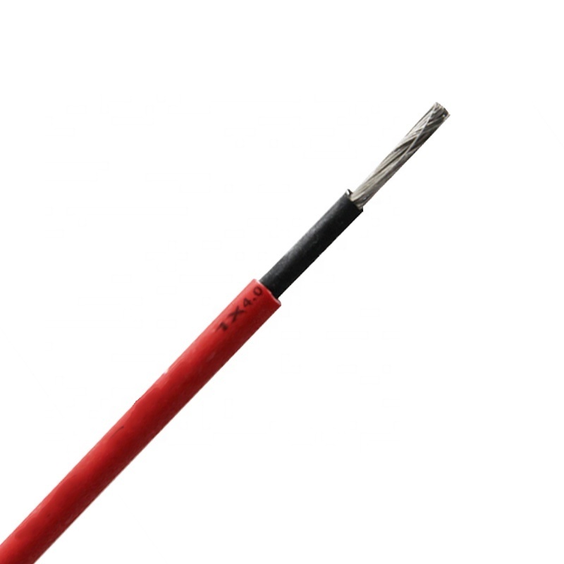 red black tuv solar cable 1500v dc 10mm2 1x16mm XLPE Fireproof double insulation single core tinned copper solar cable