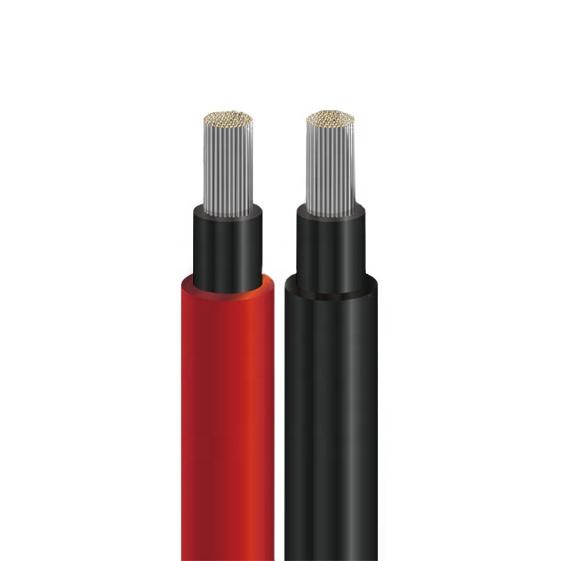 red black tuv solar cable 1500v dc 10mm2 1x16mm XLPE Fireproof double insulation single core tinned copper solar cable