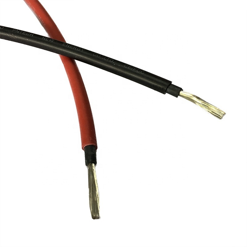 red black tuv solar cable 1500v dc 10mm2 1x16mm XLPE Fireproof double insulation single core tinned copper solar cable