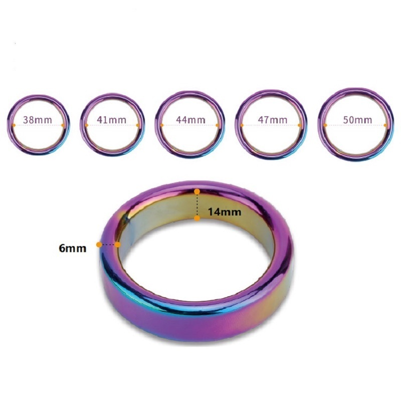 Nickel free HEAVY DUTY stainless steel rainbow cock ring penis BDSM sex toy for male