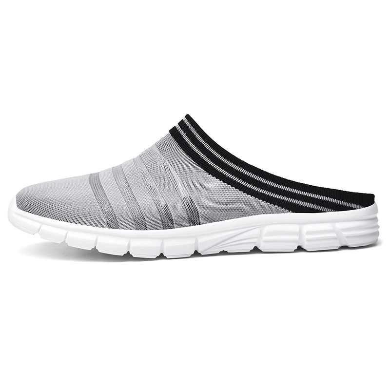 New Style Fashion Light Weight Breathable Knit Upper Half Slipper Shoe for Men