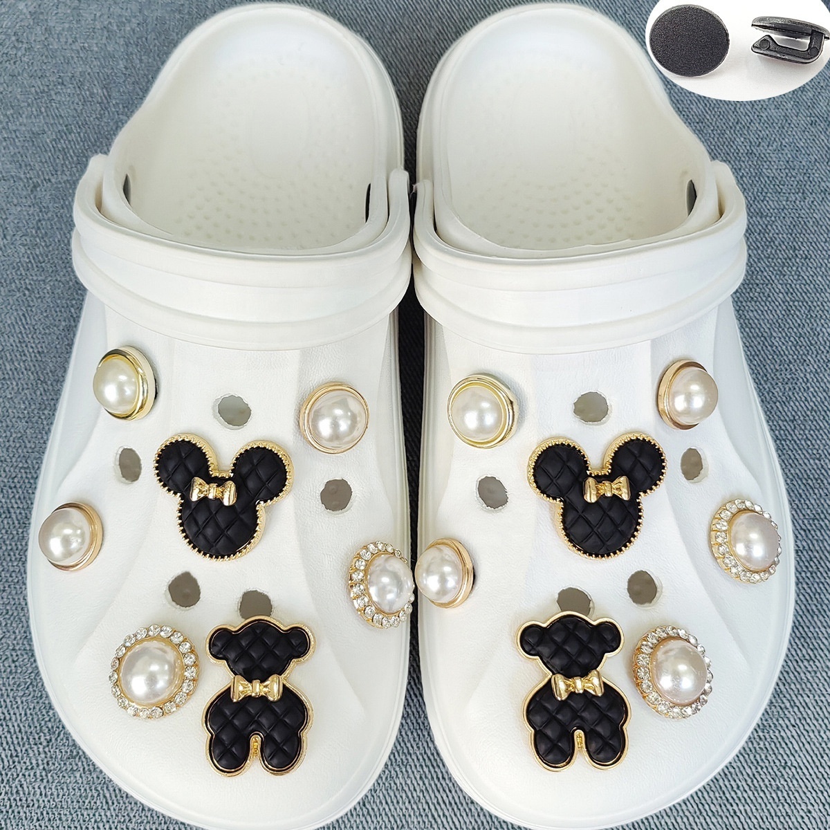 Mickey Bear cartoon shoe accessories Plastic cute pastoral sweet slippers charms hole clogs shoe clips